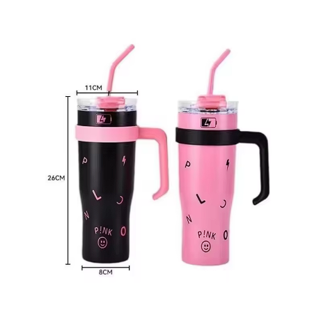 XXL Thermoflasche 1200ml | Stanley Cup Style Edelstahl Trinkflasche